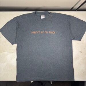 Vintage Optima Heavy Partys At My Place T-Shirt Mens XL Charcoal Heather